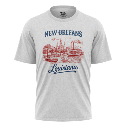 New Orleans Louisiana Skyline T-Shirt | NOLA Tee - White #1