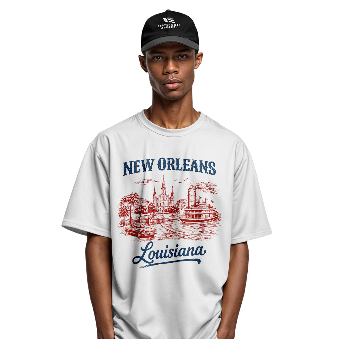 New Orleans Louisiana Skyline T-Shirt | NOLA Tee - White #4