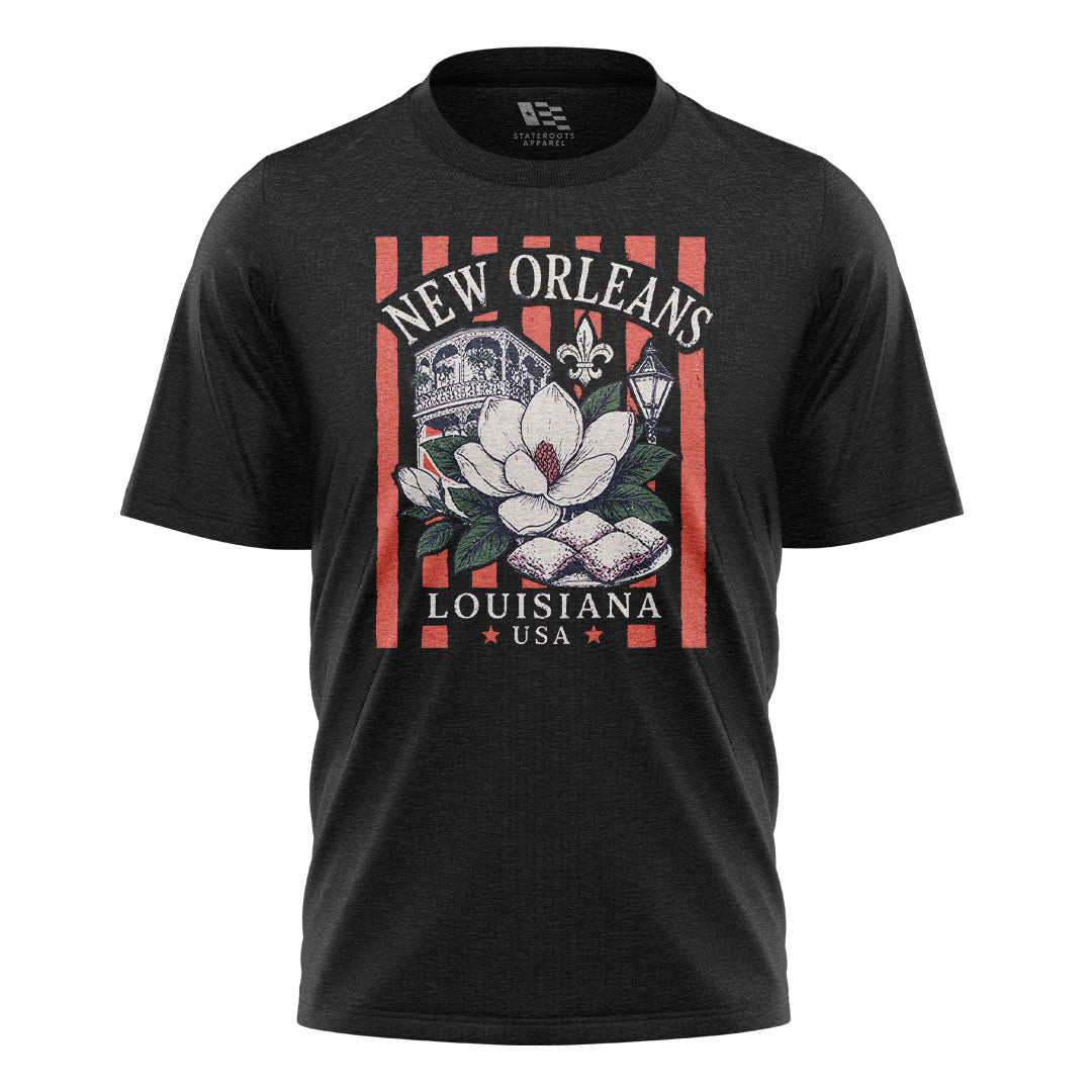 New Orleans Magnolia Beignets T-Shirt | NOLA Tee - Black #1