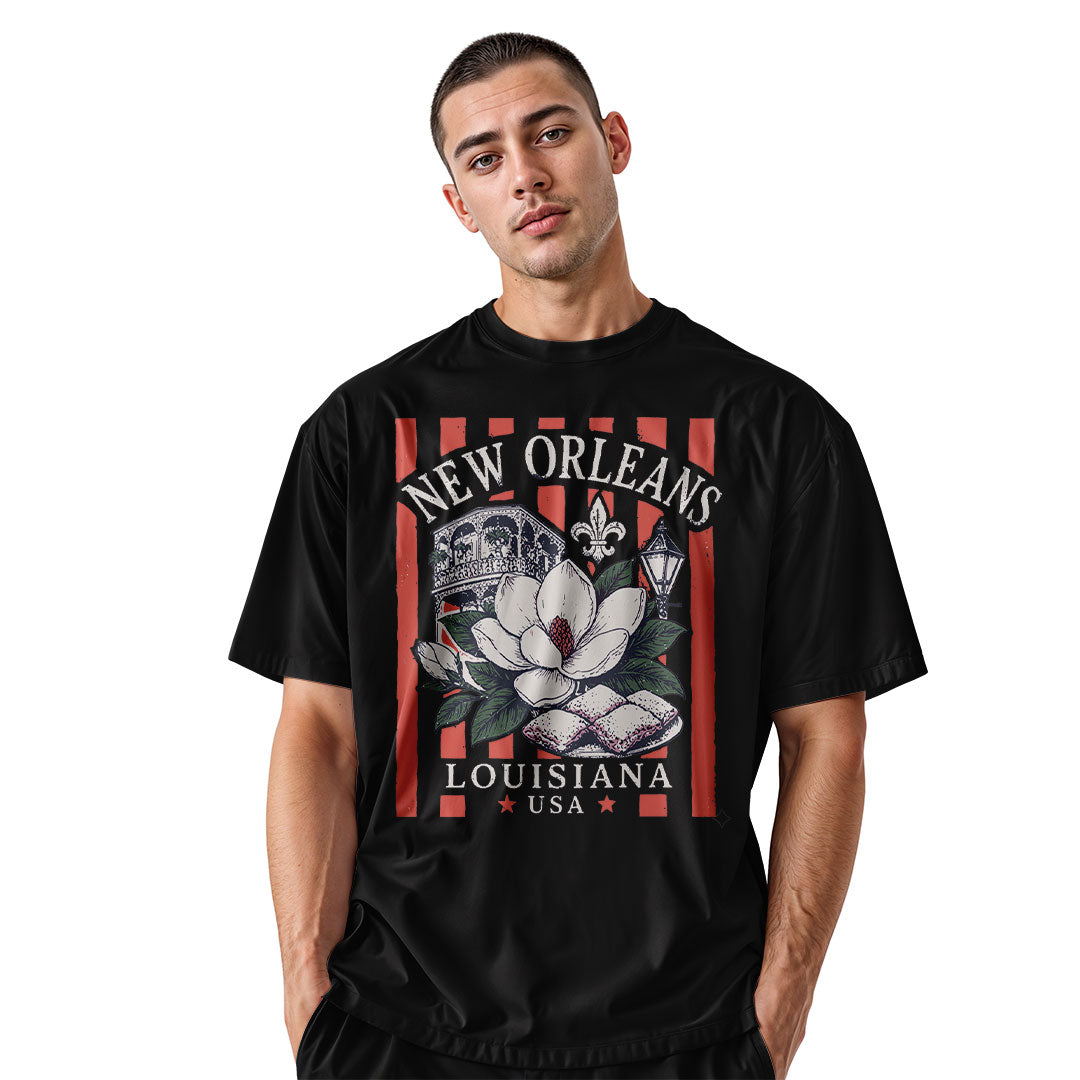 New Orleans Magnolia Beignets T-Shirt | NOLA Tee - Black #2
