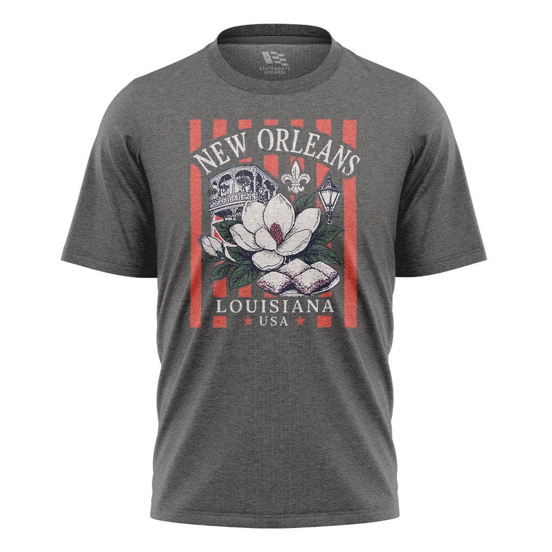 New Orleans Magnolia Beignets T-Shirt | NOLA Tee - Charcoal #1
