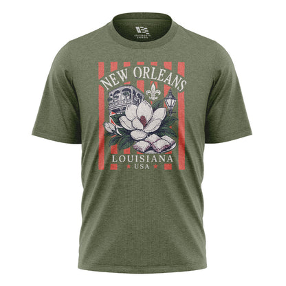 New Orleans Magnolia Beignets T-Shirt | NOLA Tee - Military Green #1