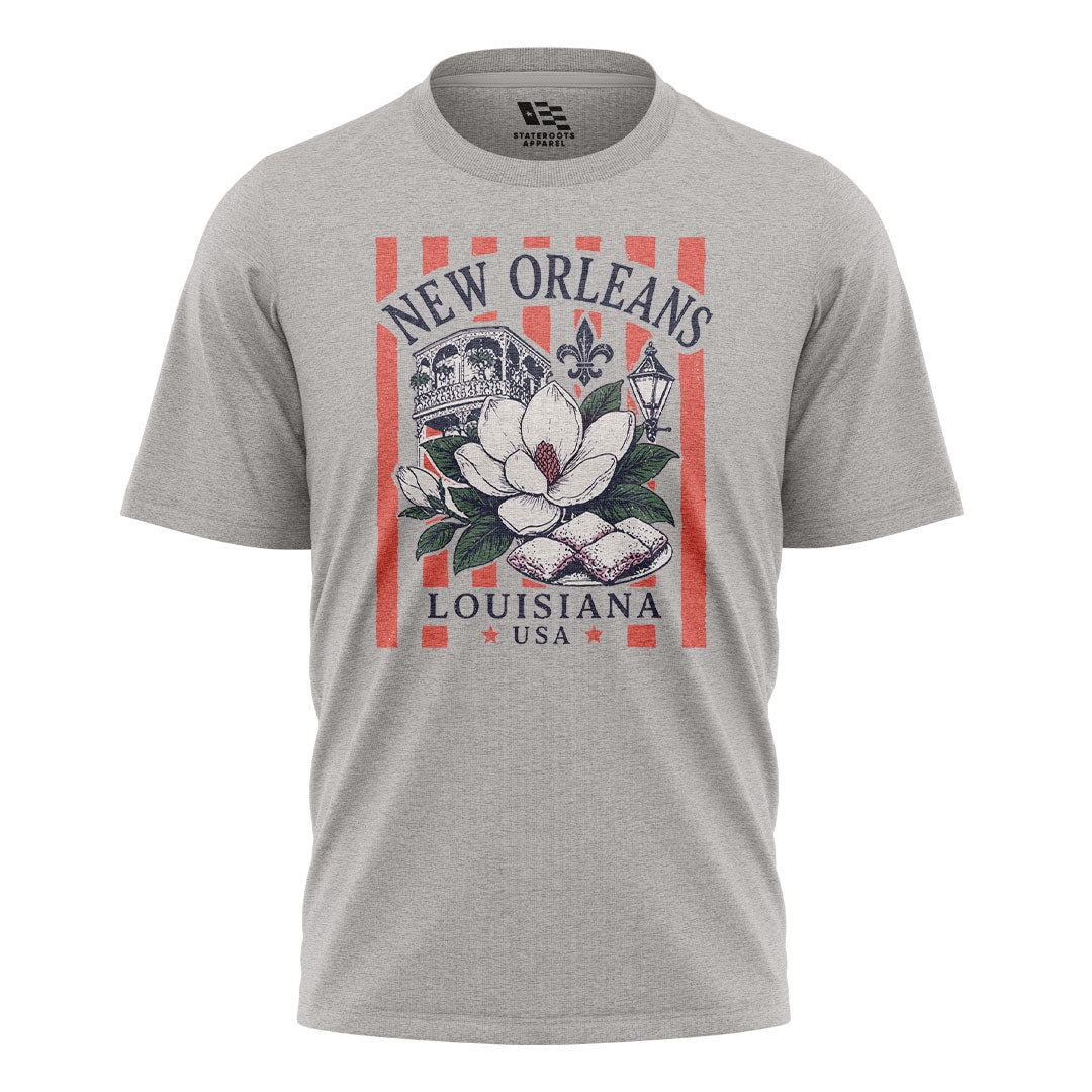 New Orleans Magnolia Beignets T-Shirt | NOLA Tee - Sport Grey #1