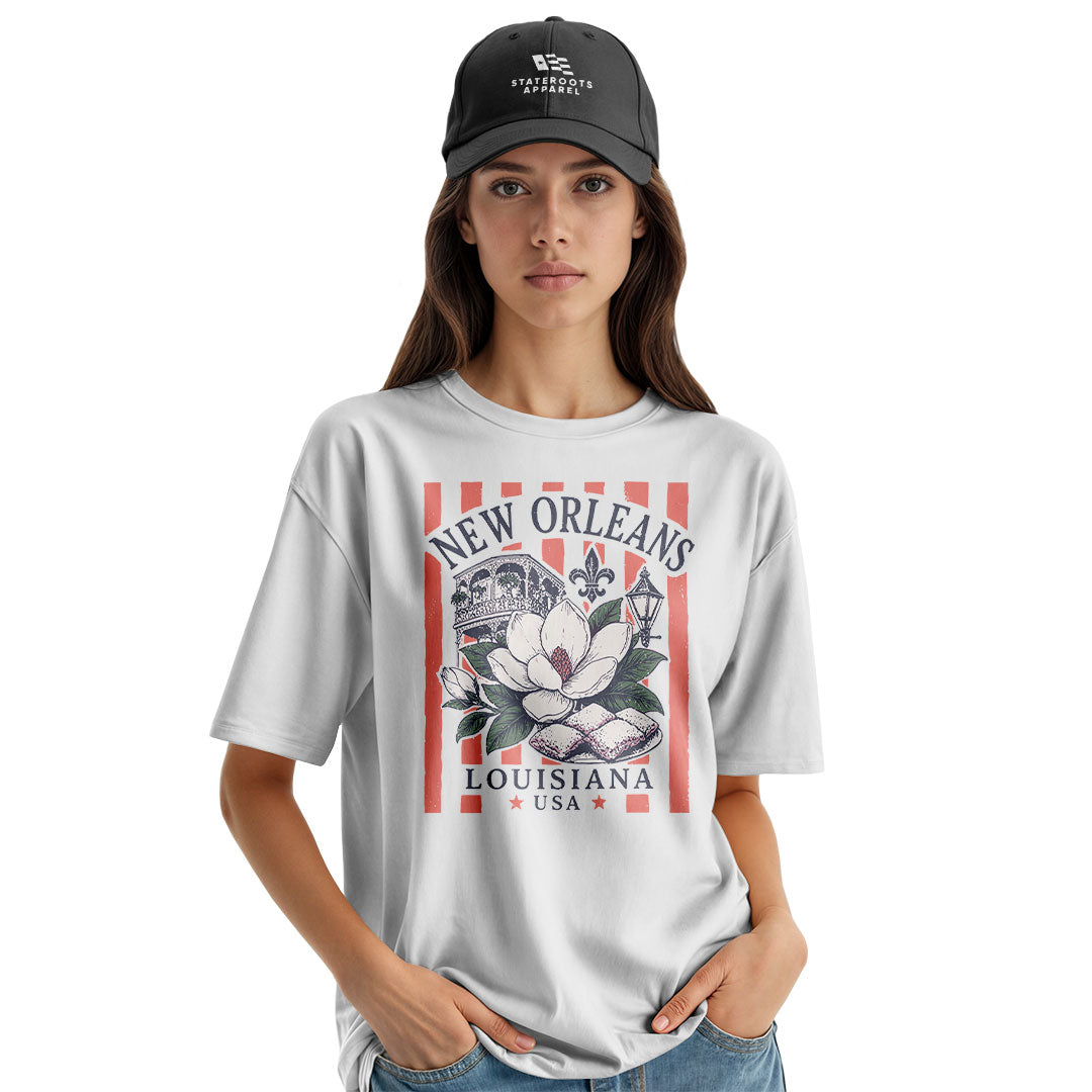 New Orleans Magnolia Beignets T-Shirt | NOLA Tee - White #2