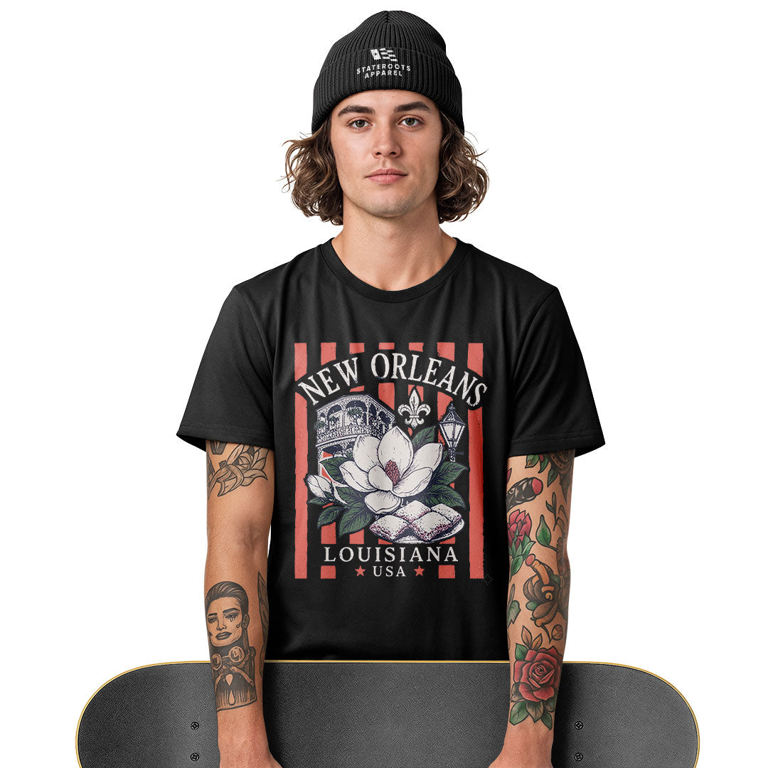 New Orleans Magnolia Beignets T-Shirt | NOLA Tee - White #3