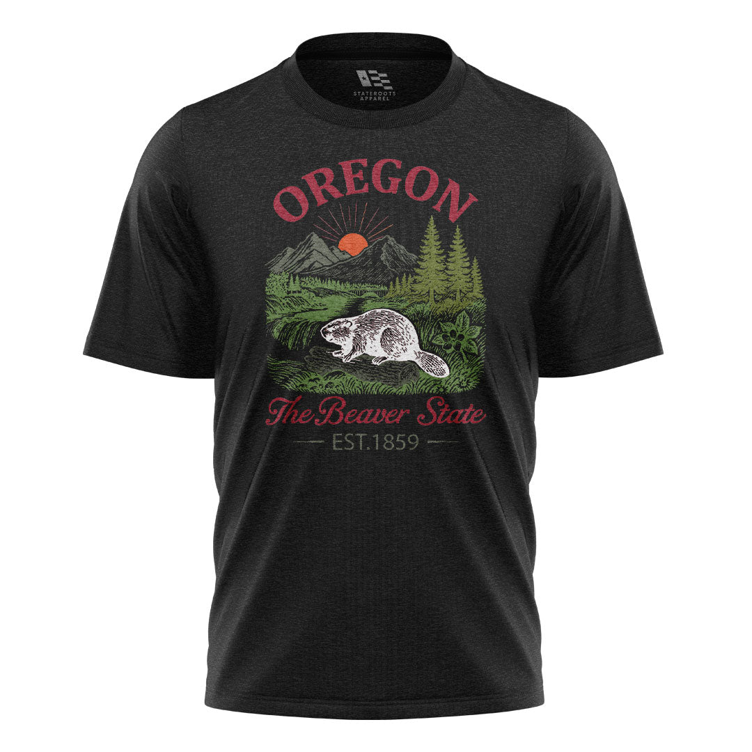 oregon-beaver-state-vintage-tee black