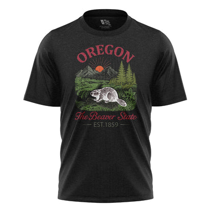oregon-beaver-state-vintage-tee black