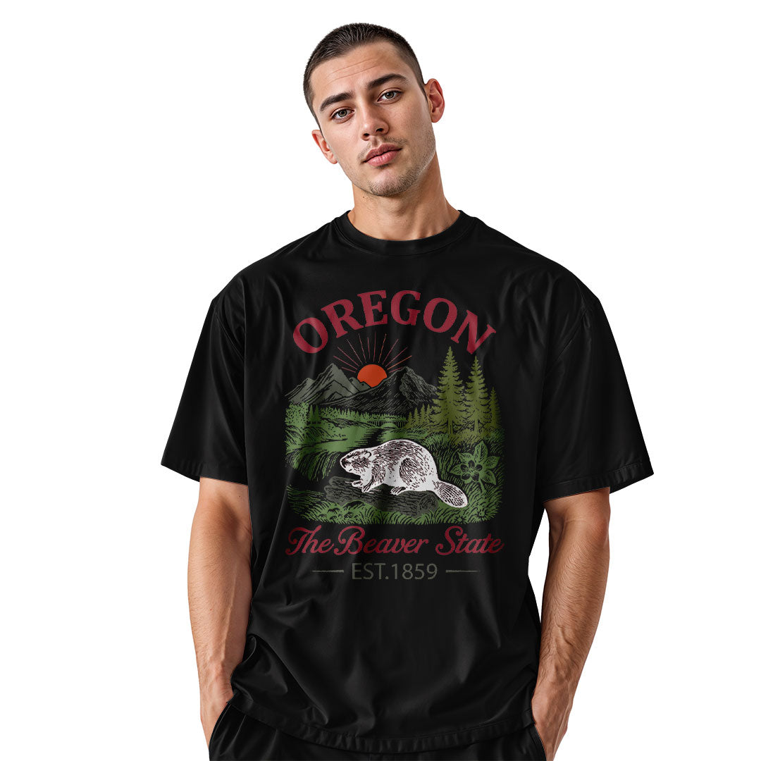 oregon-beaver-state-vintage-tee black