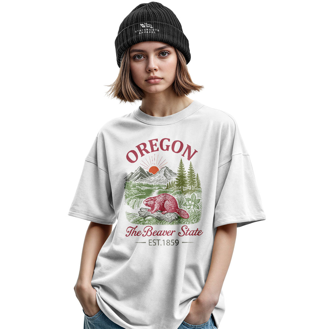 oregon-beaver-state-vintage-tee military-green