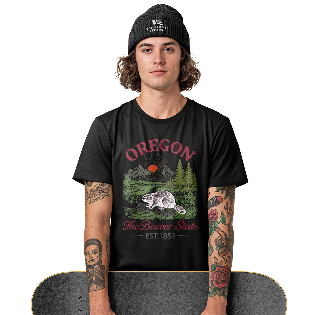 oregon-beaver-state-vintage-tee white
