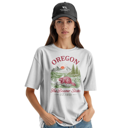 oregon-beaver-state-vintage-tee white