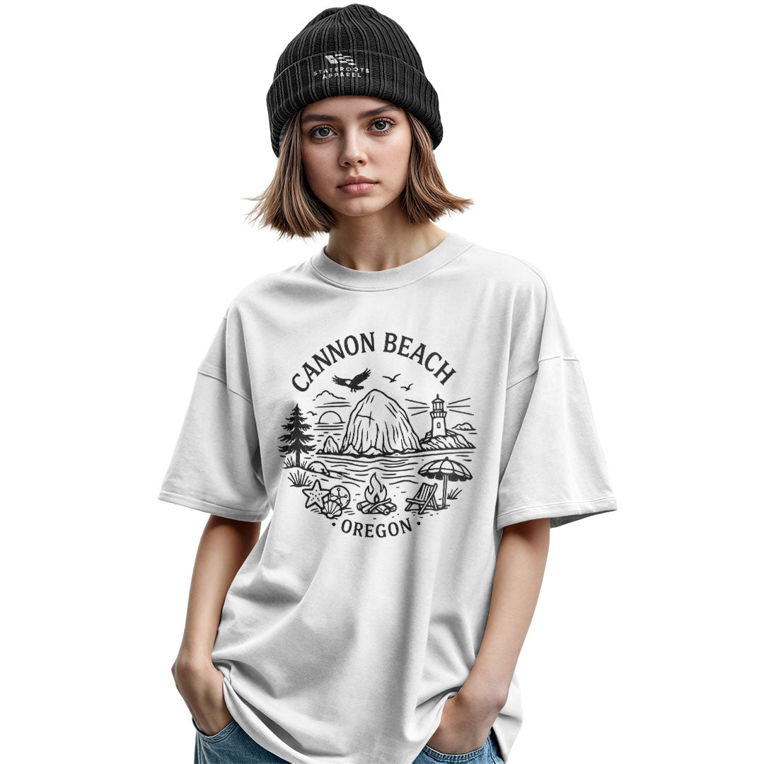 oregon-cannon-beach-line-art-tee military-green