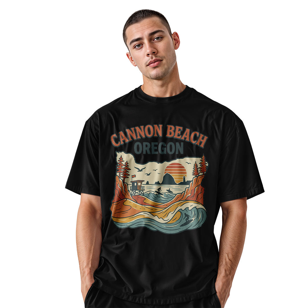 oregon-cannon-beach-vintage-tee black