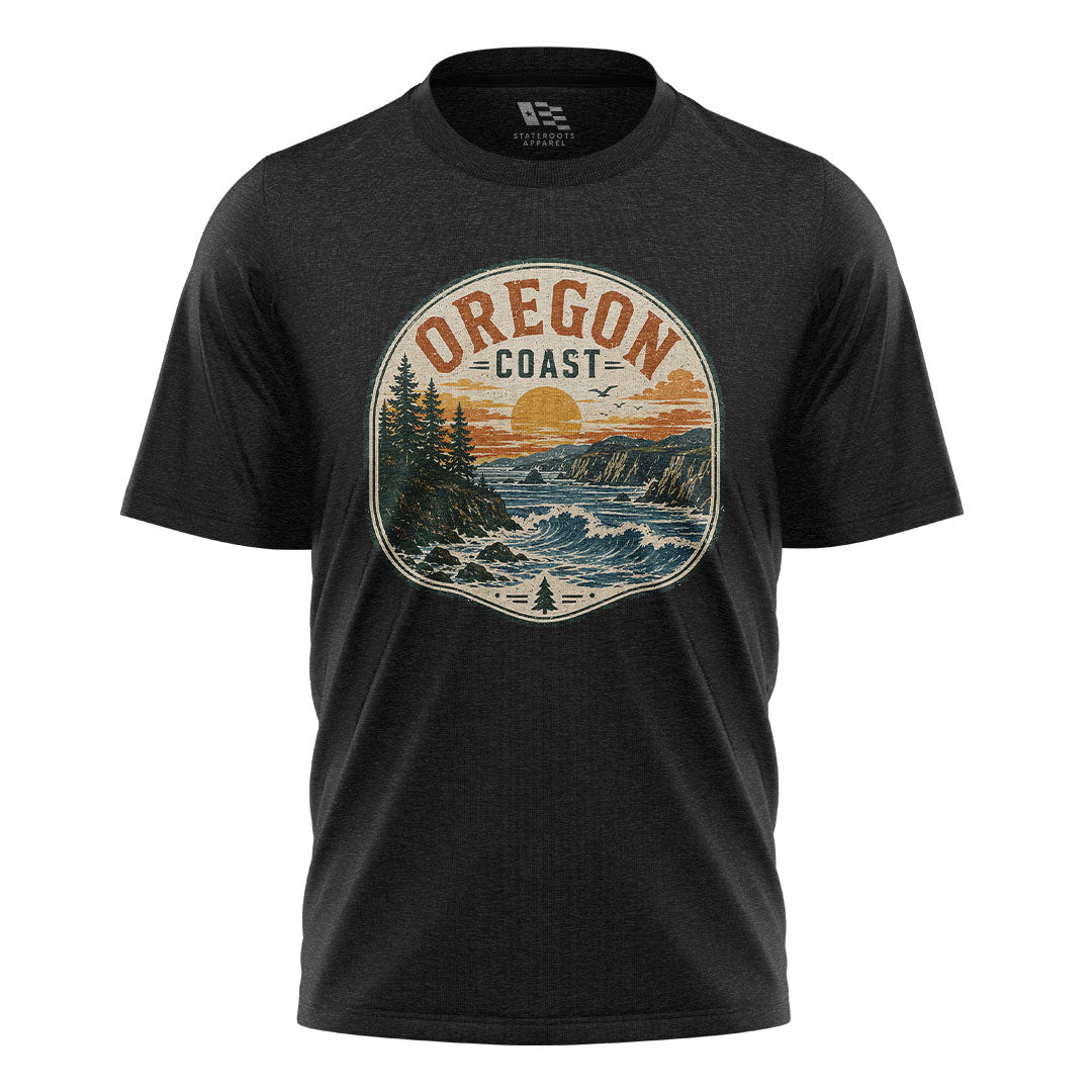 oregon-coast-badge-sunset-tee black