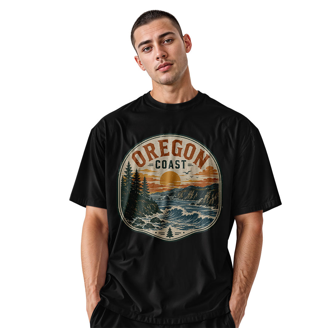 oregon-coast-badge-sunset-tee black