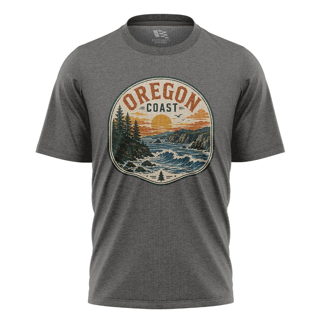 oregon-coast-badge-sunset-tee charcoal