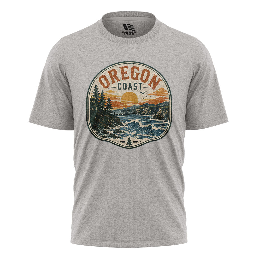 oregon-coast-badge-sunset-tee sport-grey