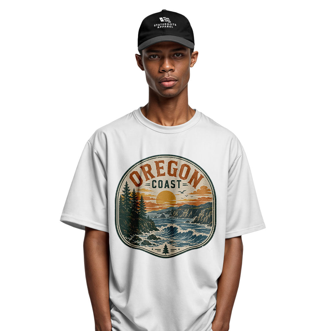 oregon-coast-badge-sunset-tee white