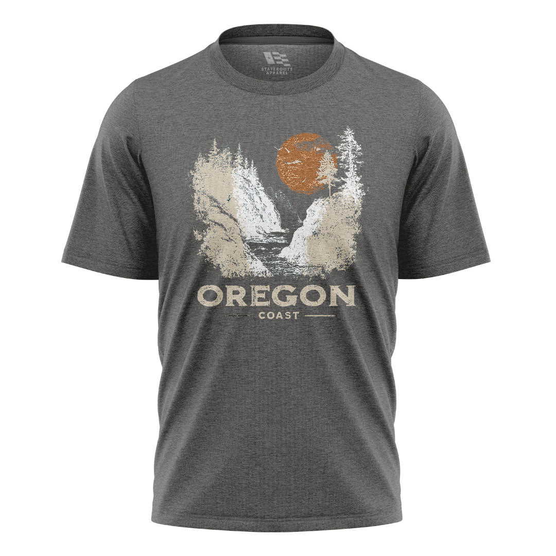 oregon-coast-waterfall-distressed-tee charcoal