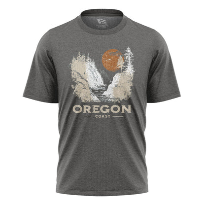 oregon-coast-waterfall-distressed-tee charcoal