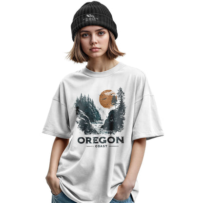 oregon-coast-waterfall-distressed-tee military-green