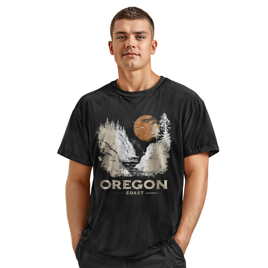 oregon-coast-waterfall-distressed-tee navy