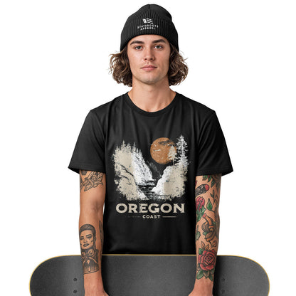 oregon-coast-waterfall-distressed-tee white