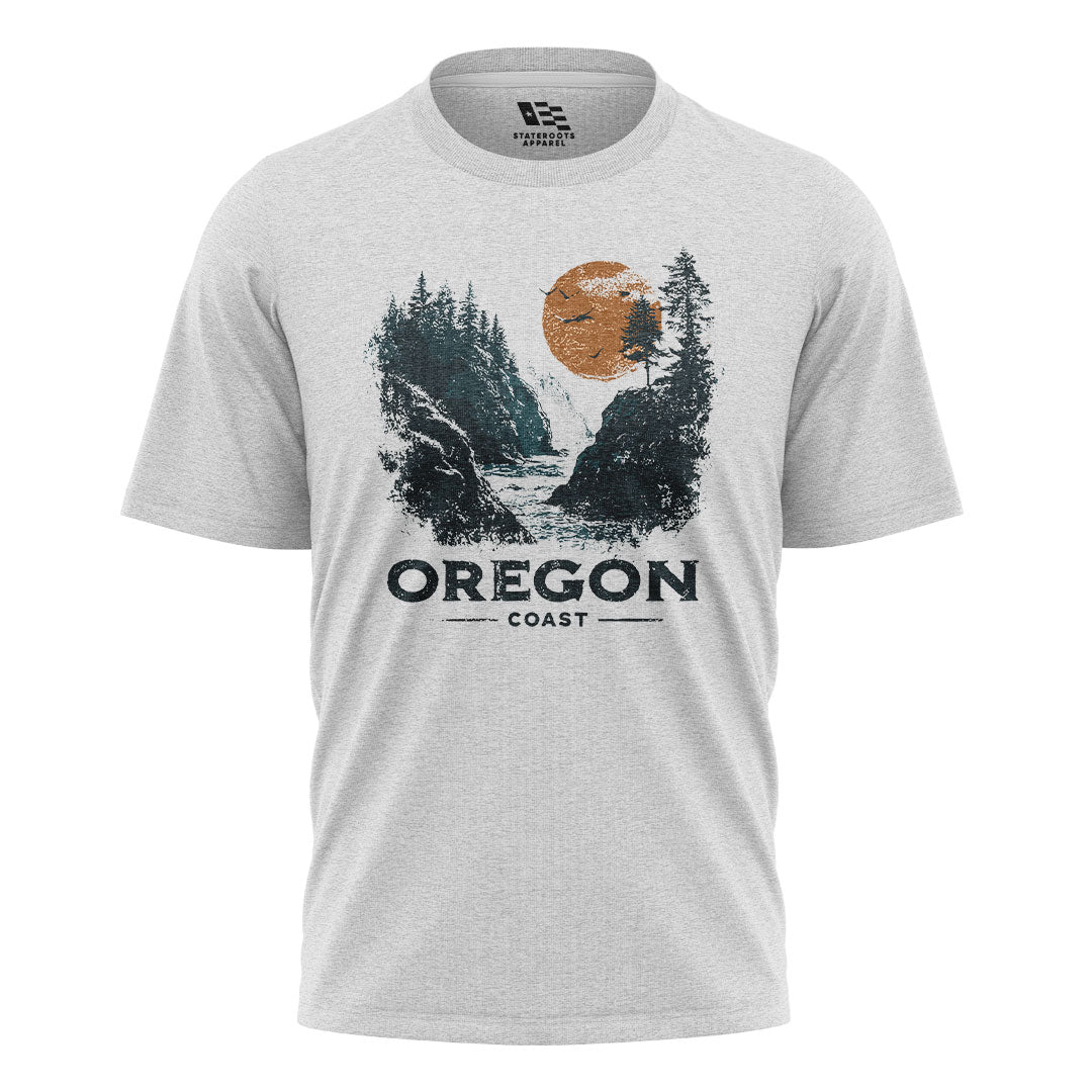 oregon-coast-waterfall-distressed-tee white