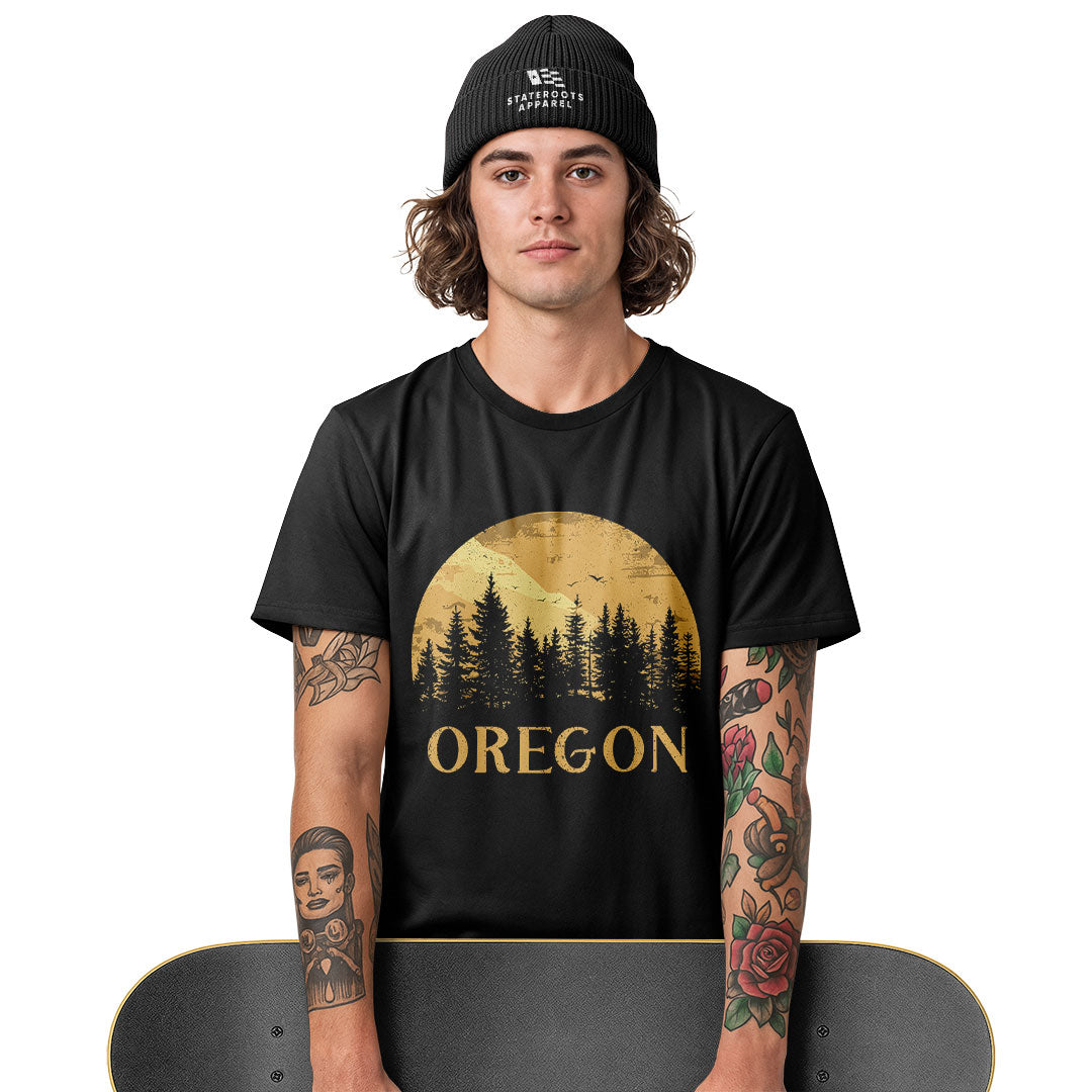 oregon-golden-forest-sunset-tee white