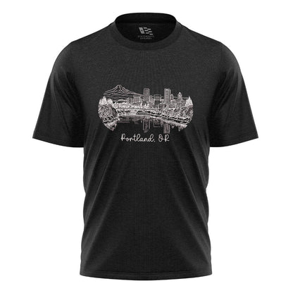 oregon-portland-skyline-line-art-tee black