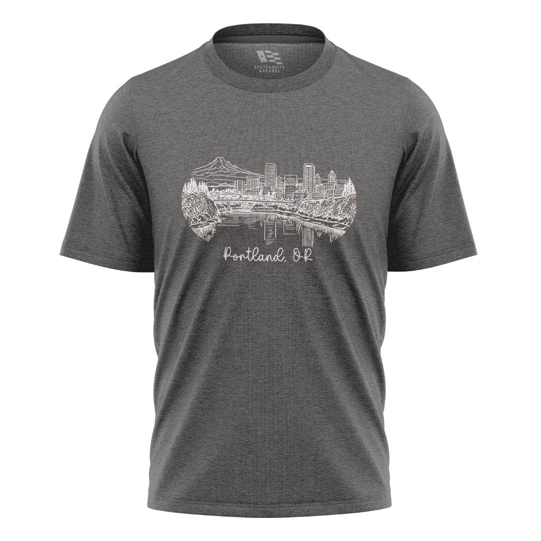 oregon-portland-skyline-line-art-tee charcoal