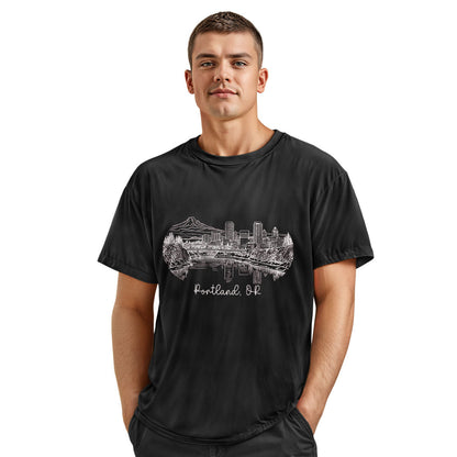 oregon-portland-skyline-line-art-tee navy