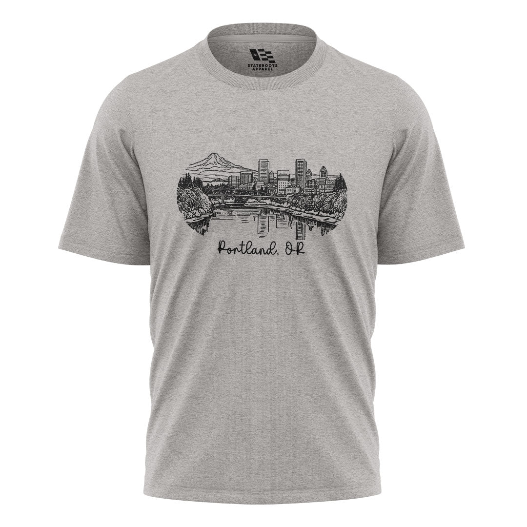 oregon-portland-skyline-line-art-tee sport-grey
