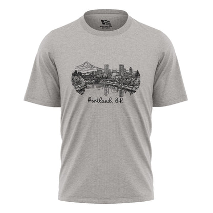 oregon-portland-skyline-line-art-tee sport-grey