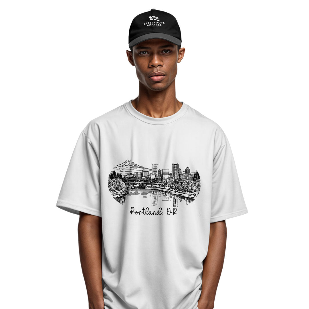 oregon-portland-skyline-line-art-tee white