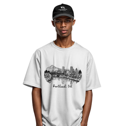 oregon-portland-skyline-line-art-tee white