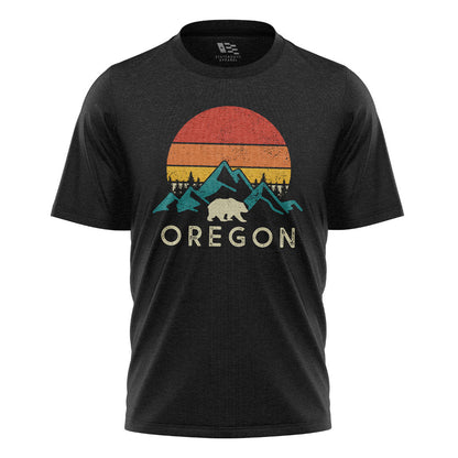Oregon Retro Sunset Bear Mountains Black flatlay