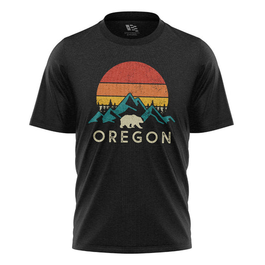 Oregon Retro Sunset Bear Mountains Black flatlay