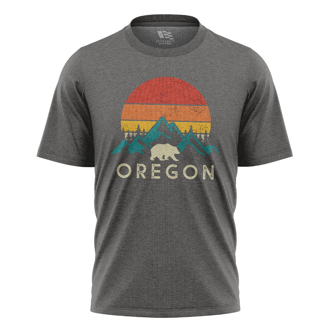 Oregon Retro Sunset Bear Mountains Charcoal flatlay