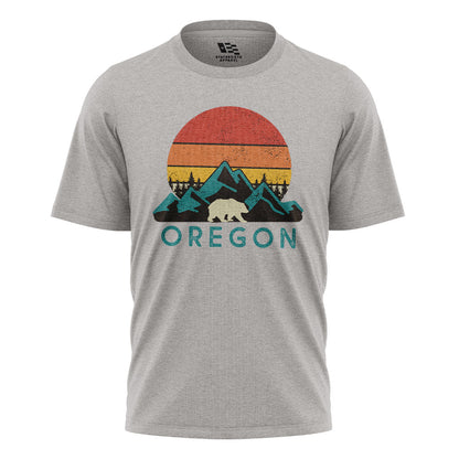 Oregon Retro Sunset Bear Mountains Sport Grey flatlay