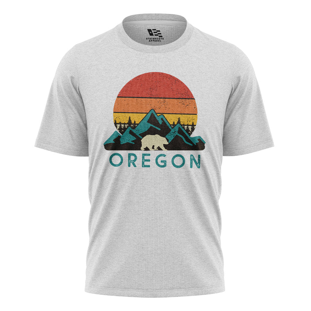 Oregon Retro Sunset Bear Mountains White flatlay