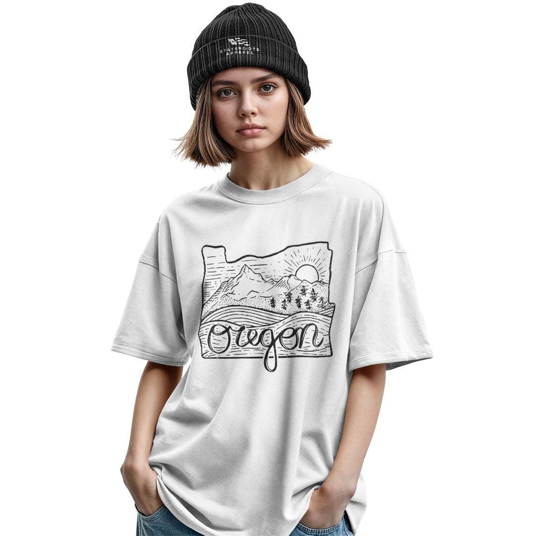 oregon-state-outline-script-tee military-green