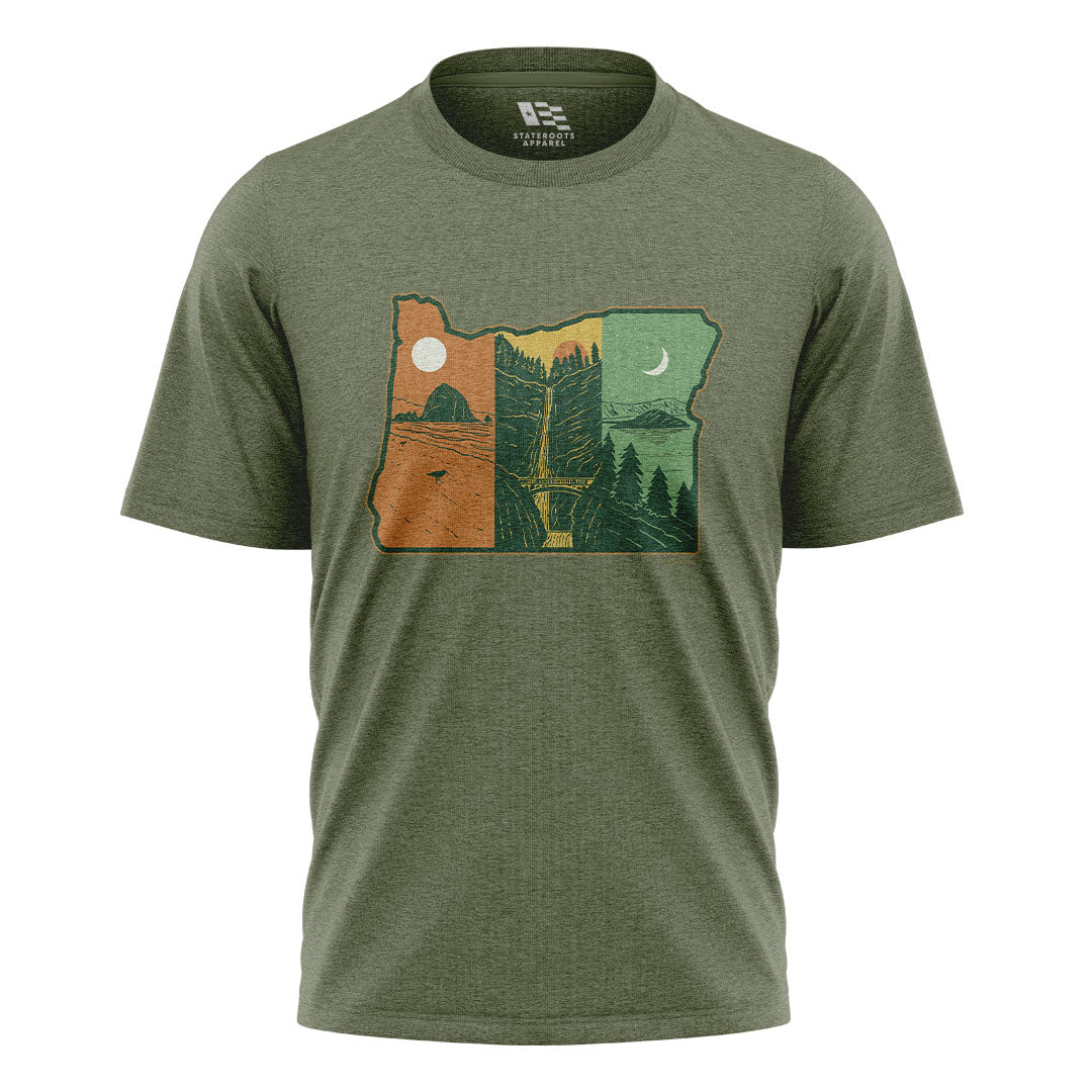 Oregon Three Landscapes Tee | State Shape Tee