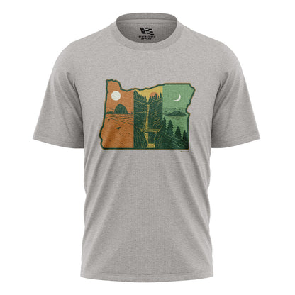 Oregon Three Landscapes State Shape Sport Grey flatlay