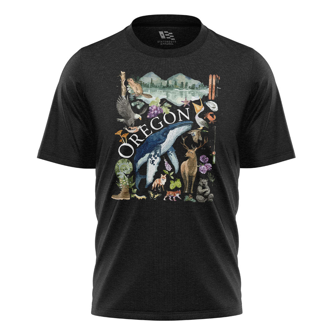 oregon-watercolor-wildlife-tee black