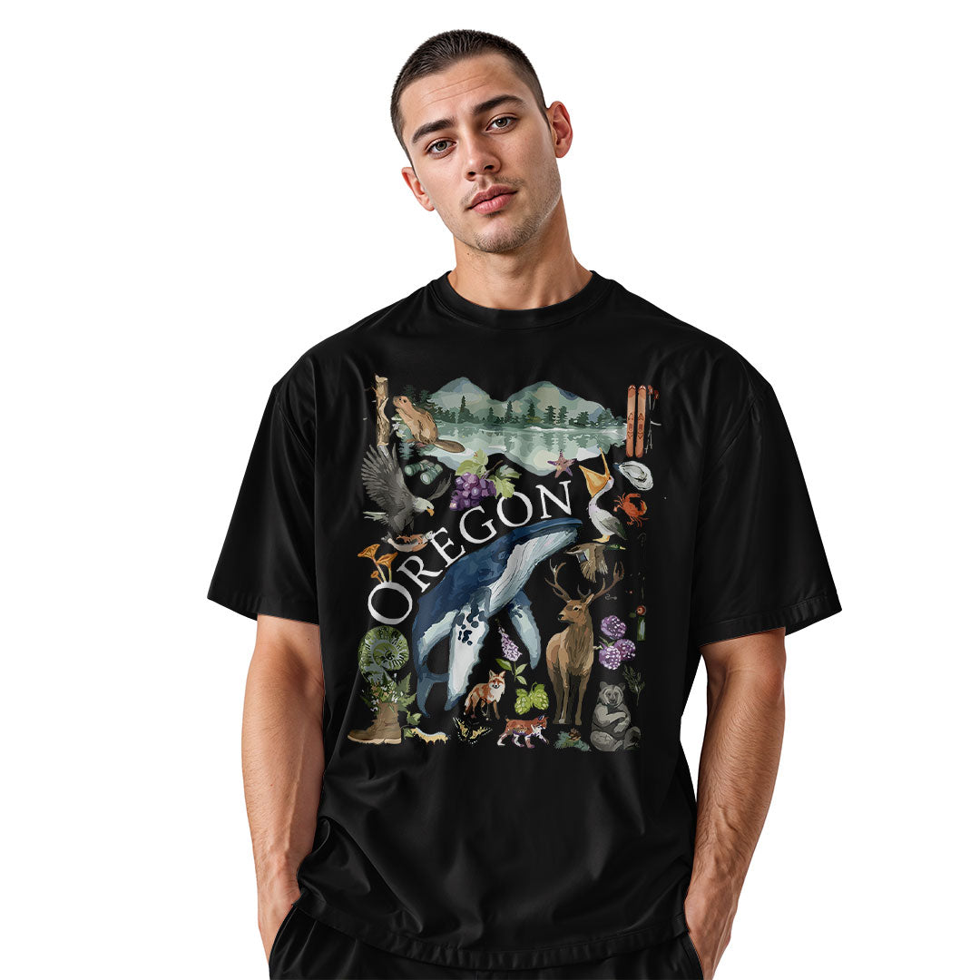 oregon-watercolor-wildlife-tee black