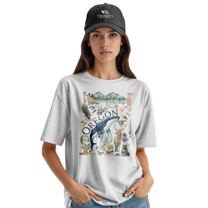 oregon-watercolor-wildlife-tee white