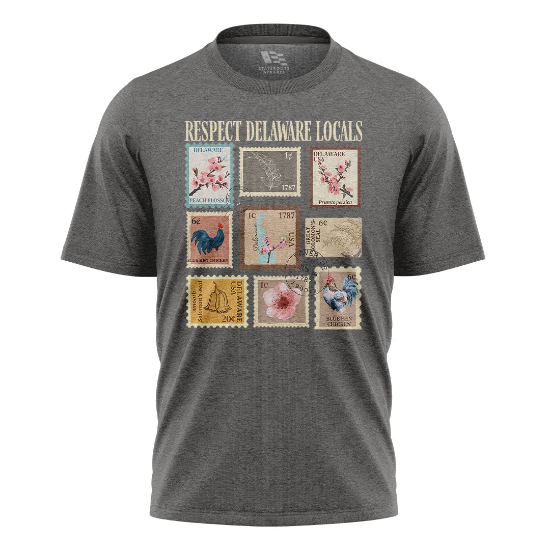 Respect Delaware Locals T-Shirt | Vintage Stamps Tee - charcoal - image 6