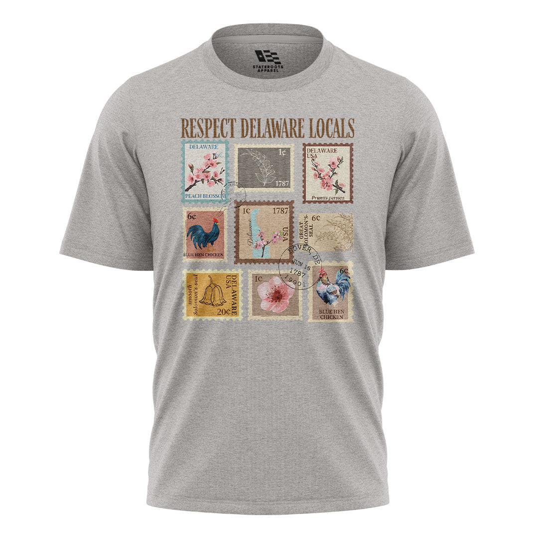 Respect Delaware Locals T-Shirt | Vintage Stamps Tee - sport-grey - image 5
