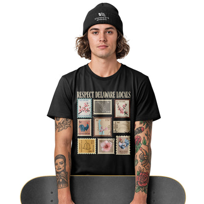 Respect Delaware Locals T-Shirt | Vintage Stamps Tee - white - image 10